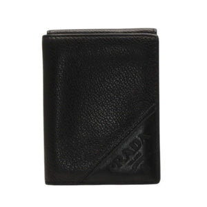 PRADA プラダ ウォレット 折りたたみ財布 2MO006 ブラック VIT.MICRO GRAIN NERO ロゴ シルバー金具 美品 中古 4a000466