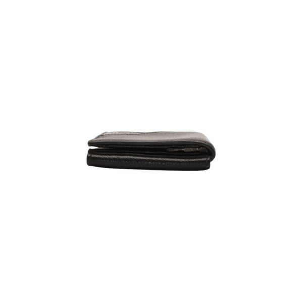 PRADA プラダ ウォレット 折りたたみ財布 2MO006 ブラック VIT.MICRO GRAIN NERO ロゴ シルバー金具 美品 中古 4a000466