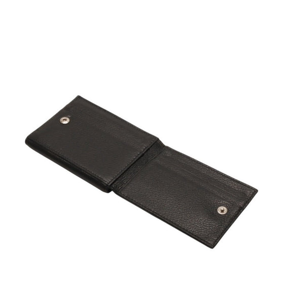 PRADA プラダ ウォレット 折りたたみ財布 2MO006 ブラック VIT.MICRO GRAIN NERO ロゴ シルバー金具 美品 中古 4a000466