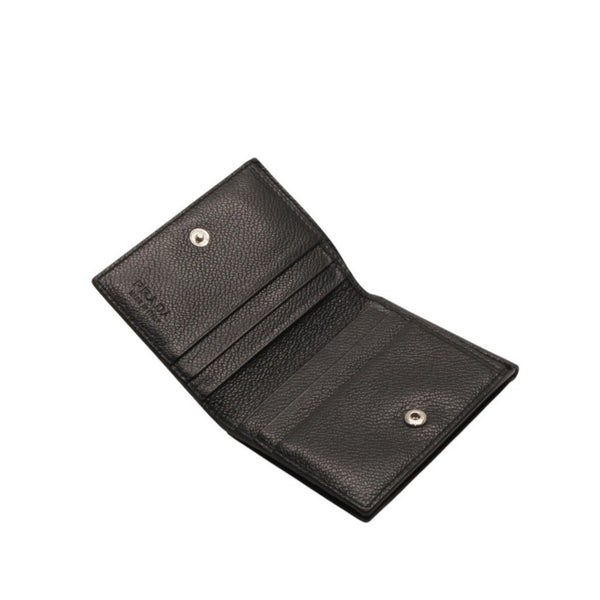 PRADA プラダ ウォレット 折りたたみ財布 2MO006 ブラック VIT.MICRO GRAIN NERO ロゴ シルバー金具 美品 中古 4a000466