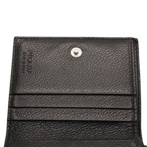 PRADA プラダ ウォレット 折りたたみ財布 2MO006 ブラック VIT.MICRO GRAIN NERO ロゴ シルバー金具 美品 中古 4a000466