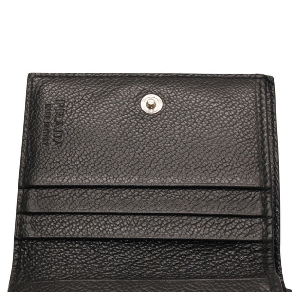 PRADA プラダ ウォレット 折りたたみ財布 2MO006 ブラック VIT.MICRO GRAIN NERO ロゴ シルバー金具 美品 中古 4a000466