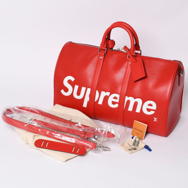 New and unused LOUIS VUITTON SUPREME Supreme Louis Vuitton Keepall Bandouliere 45 Boston Bag M53419 Epi Red Used 4a000339