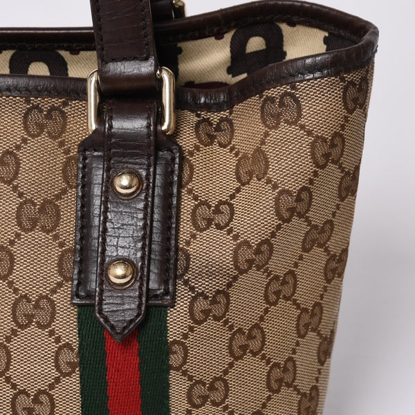 極美品 GUCCI グッチ ハンドバッグ 2000-2010s チャーム付き シェリーライン GGキャンバス 139261 213048 べージュ ゴールド金具 中古 4a000195