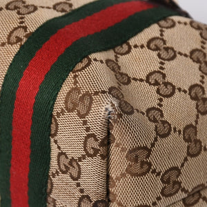 極美品 GUCCI グッチ ハンドバッグ 2000-2010s チャーム付き シェリーライン GGキャンバス 139261 213048 べージュ ゴールド金具 中古 4a000195