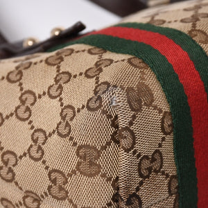 極美品 GUCCI グッチ ハンドバッグ 2000-2010s チャーム付き シェリーライン GGキャンバス 139261 213048 べージュ ゴールド金具 中古 4a000195