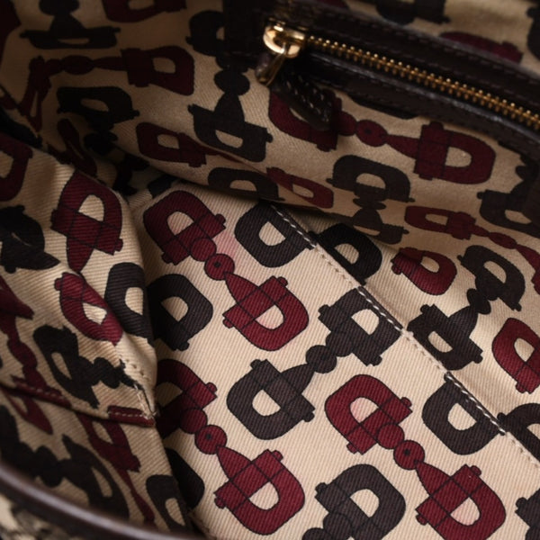極美品 GUCCI グッチ ハンドバッグ 2000-2010s チャーム付き シェリーライン GGキャンバス 139261 213048 べージュ ゴールド金具 中古 4a000195