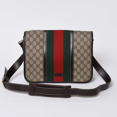 Very Good Condition GUCCI Shoulder Bag 2000s GG Supreme Sherry Line 211130 204990 Beige Gold Hardware Used 4a000195