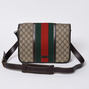 Very Good Condition GUCCI Shoulder Bag 2000s GG Supreme Sherry Line 211130 204990 Beige Gold Hardware Used 4a000195