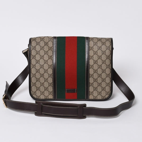 Very Good Condition GUCCI Shoulder Bag 2000s GG Supreme Sherry Line 211130 204990 Beige Gold Hardware Used 4a000195