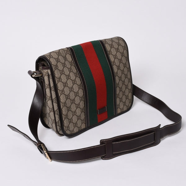 Very Good Condition GUCCI Shoulder Bag 2000s GG Supreme Sherry Line 211130 204990 Beige Gold Hardware Used 4a000195