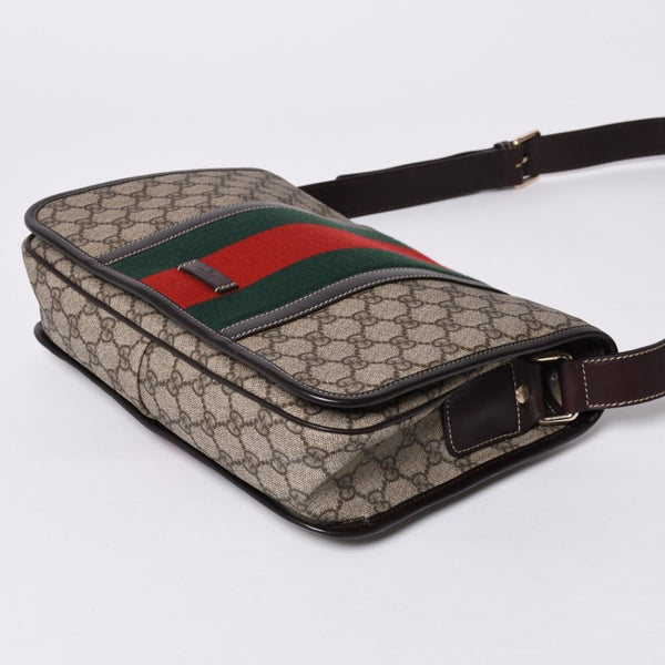 Very Good Condition GUCCI Shoulder Bag 2000s GG Supreme Sherry Line 211130 204990 Beige Gold Hardware Used 4a000195