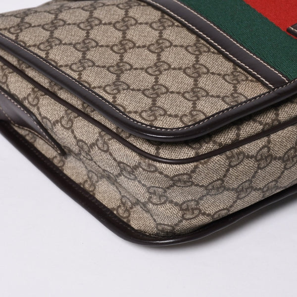 Very Good Condition GUCCI Shoulder Bag 2000s GG Supreme Sherry Line 211130 204990 Beige Gold Hardware Used 4a000195