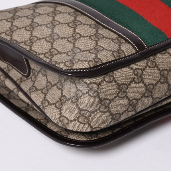 Very Good Condition GUCCI Shoulder Bag 2000s GG Supreme Sherry Line 211130 204990 Beige Gold Hardware Used 4a000195