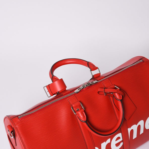 New and unused LOUIS VUITTON SUPREME Supreme Louis Vuitton Keepall Bandouliere 45 Boston Bag M53419 Epi Red Used 4a000339