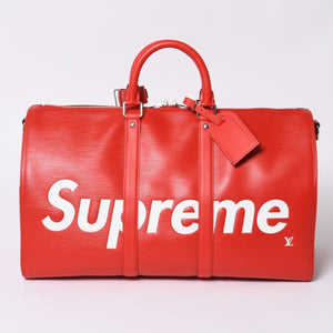 New and unused LOUIS VUITTON SUPREME Supreme Louis Vuitton Keepall Bandouliere 45 Boston Bag M53419 Epi Red Used 4a000339