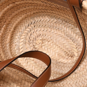 CELINE セリーヌ ラシック パニエ ラフィア カーフスキン 2WAY ハンドバッグ かごバッグ 美品 中古 4a000262