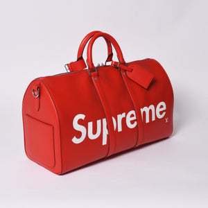 New and unused LOUIS VUITTON SUPREME Supreme Louis Vuitton Keepall Bandouliere 45 Boston Bag M53419 Epi Red Used 4a000339