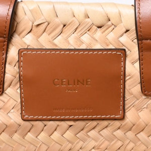 CELINE セリーヌ ラシック パニエ ラフィア カーフスキン 2WAY ハンドバッグ かごバッグ 美品 中古 4a000262
