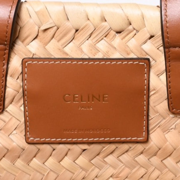 CELINE セリーヌ ラシック パニエ ラフィア カーフスキン 2WAY ハンドバッグ かごバッグ 美品 中古 4a000262