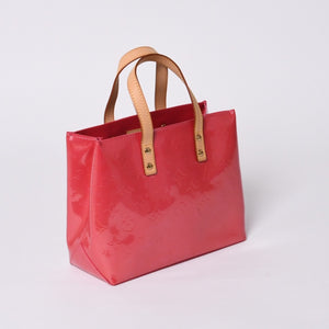 LOUIS VUITTON Reid PM Handbag M9132F Monogram Vernis Leather Framboise Gold Hardware Good Condition Used 4a000171