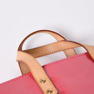 LOUIS VUITTON Reid PM Handbag M9132F Monogram Vernis Leather Framboise Gold Hardware Good Condition Used 4a000171