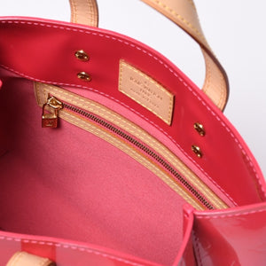 LOUIS VUITTON Reid PM Handbag M9132F Monogram Vernis Leather Framboise Gold Hardware Good Condition Used 4a000171