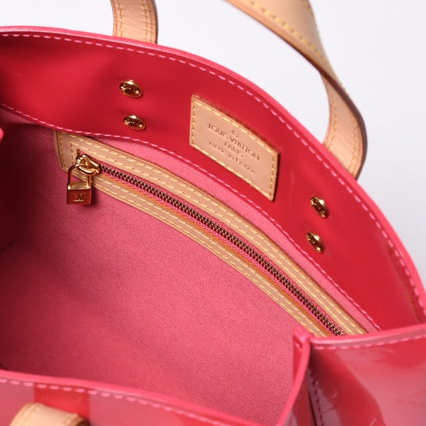 LOUIS VUITTON Reid PM Handbag M9132F Monogram Vernis Leather Framboise Gold Hardware Good Condition Used 4a000171