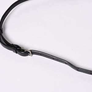 Very Good Condition SAINT LAURENT Saint Laurent Shoulder Bag V Stitch Fringe YSL Logo Black Calf 534817 Used 4a000160
