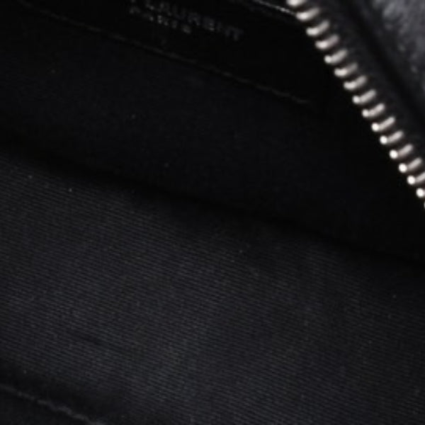 Very Good Condition SAINT LAURENT Saint Laurent Shoulder Bag V Stitch Fringe YSL Logo Black Calf 534817 Used 4a000160