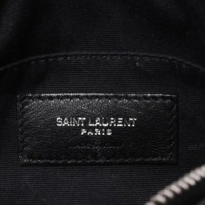 Very Good Condition SAINT LAURENT Saint Laurent Shoulder Bag V Stitch Fringe YSL Logo Black Calf 534817 Used 4a000160