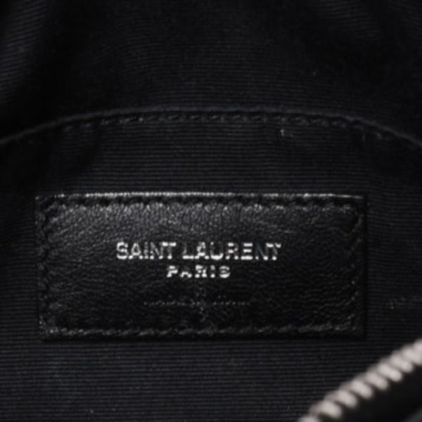 Very Good Condition SAINT LAURENT Saint Laurent Shoulder Bag V Stitch Fringe YSL Logo Black Calf 534817 Used 4a000160