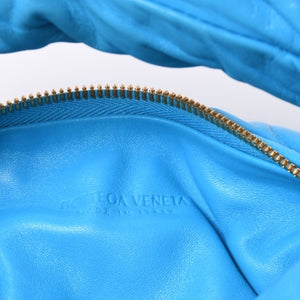 極美品 BOTTEGA VENETA ボッテガヴェネタ MINI JODIE ミニジョディ ハンドバッグ ミニバッグ ブルー ゴールド金具 中古 4a000059