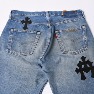 Like new CHROME HEARTS LEVI'S 501 Levi's Denim Pants Cross Ball Button Blue Size 29 Used 4a000439