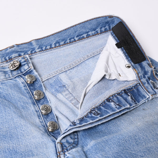 Like new CHROME HEARTS LEVI'S 501 Levi's Denim Pants Cross Ball Button Blue Size 32 Used 4a000438