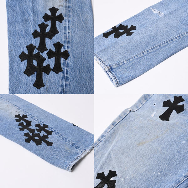 Like new CHROME HEARTS LEVI'S 501 Levi's Denim Pants Cross Ball Button Blue Size 32 Used 4a000438