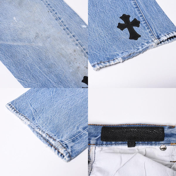 Like new CHROME HEARTS LEVI'S 501 Levi's Denim Pants Cross Ball Button Blue Size 32 Used 4a000438