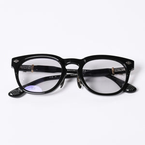 New and unused CHROME HEARTS RODSICLE Floral Boston Glasses Genuine No Prescription Silver 925 Diamond Black Used 4a000432