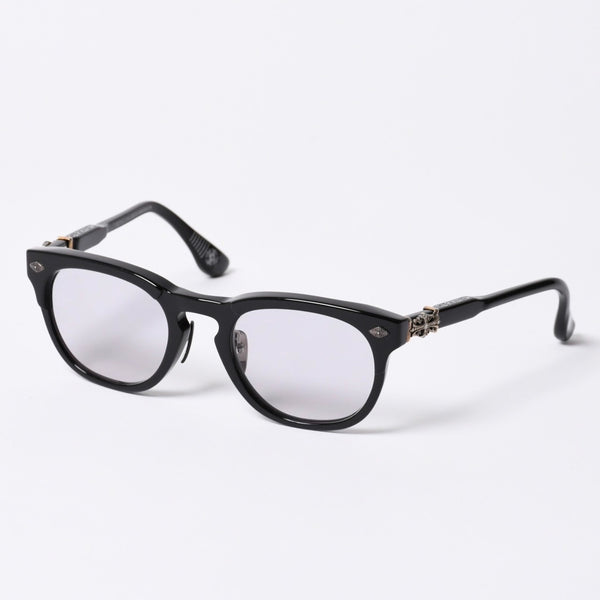 New and unused CHROME HEARTS RODSICLE Floral Boston Glasses Genuine No Prescription Silver 925 Diamond Black Used 4a000432