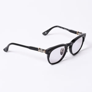 New and unused CHROME HEARTS RODSICLE Floral Boston Glasses Genuine No Prescription Silver 925 Diamond Black Used 4a000432