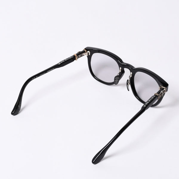 New and unused CHROME HEARTS RODSICLE Floral Boston Glasses Genuine No Prescription Silver 925 Diamond Black Used 4a000432