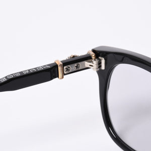 New and unused CHROME HEARTS RODSICLE Floral Boston Glasses Genuine No Prescription Silver 925 Diamond Black Used 4a000432