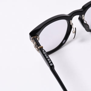 New and unused CHROME HEARTS RODSICLE Floral Boston Glasses Genuine No Prescription Silver 925 Diamond Black Used 4a000432