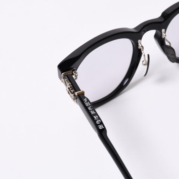 New and unused CHROME HEARTS RODSICLE Floral Boston Glasses Genuine No Prescription Silver 925 Diamond Black Used 4a000432