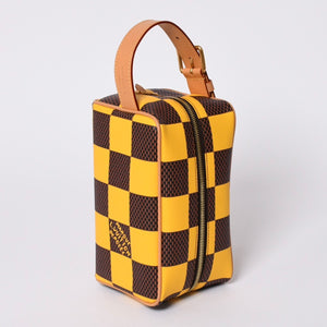 Very Good Condition LOUIS VUITTON N40567 Damier Pop Rocker Dop Kit Travel Pouch Yellow Brown Used 4a000456