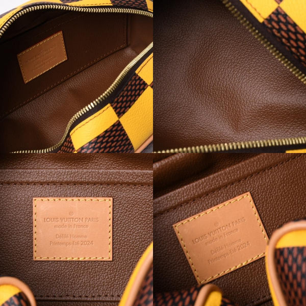 Very Good Condition LOUIS VUITTON N40567 Damier Pop Rocker Dop Kit Travel Pouch Yellow Brown Used 4a000456