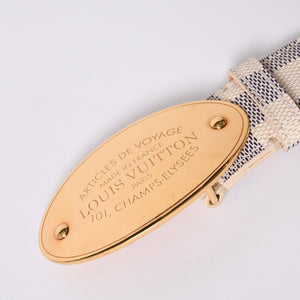 Very Good Condition LOUIS VUITTON Sainteur Voyage 35MM Damier Azur Belt M9837V Leather 85/34 Used 4a000349