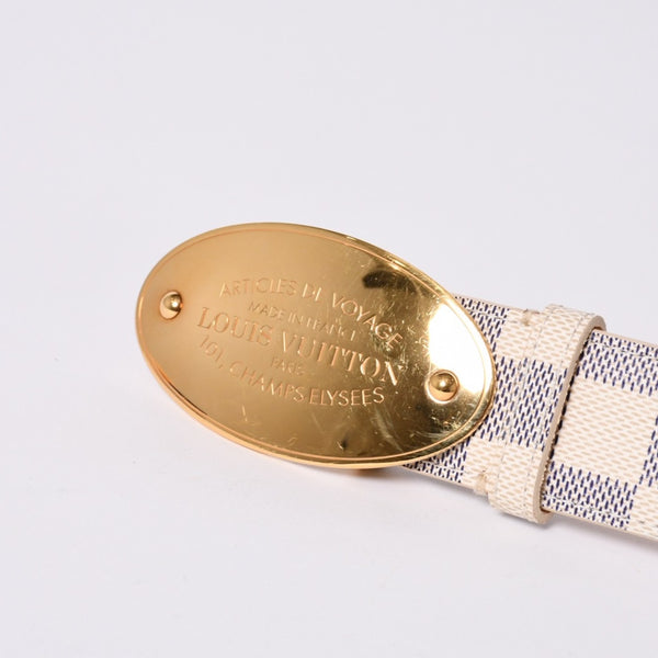 Very Good Condition LOUIS VUITTON Sainteur Voyage 35MM Damier Azur Belt M9837V Leather 85/34 Used 4a000349