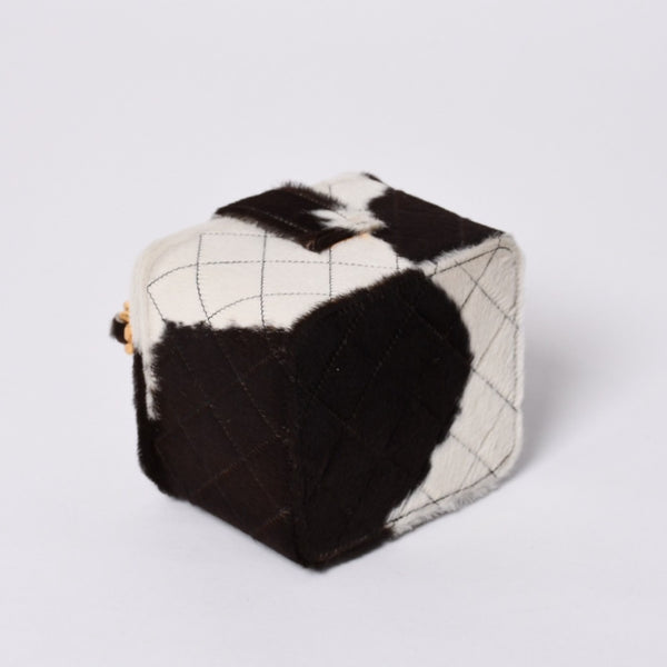 Like new CHANEL Chanel Coco Mark Haraco Mini Vanity Bag 1994-1999s No. 3 White Brown Gold Hardware Used 4a000230