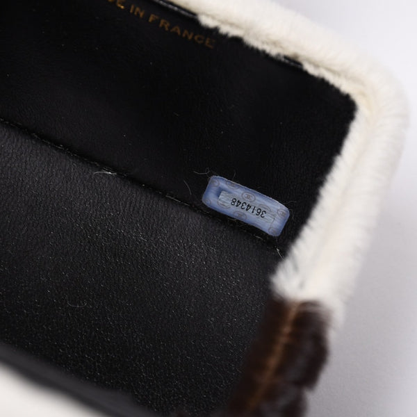 Like new CHANEL Chanel Coco Mark Haraco Mini Vanity Bag 1994-1999s No. 3 White Brown Gold Hardware Used 4a000230